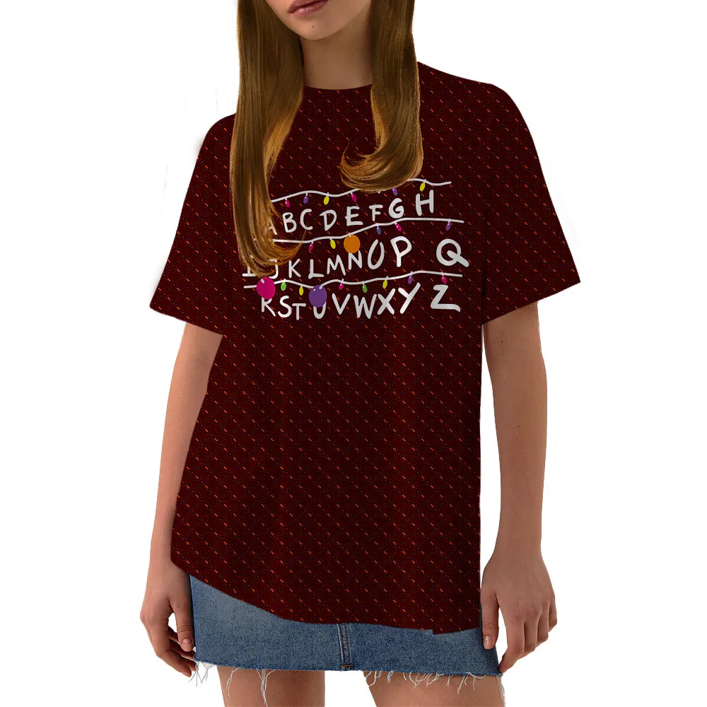 Женская футболка с коротким рукавом принтом букв и радуги |