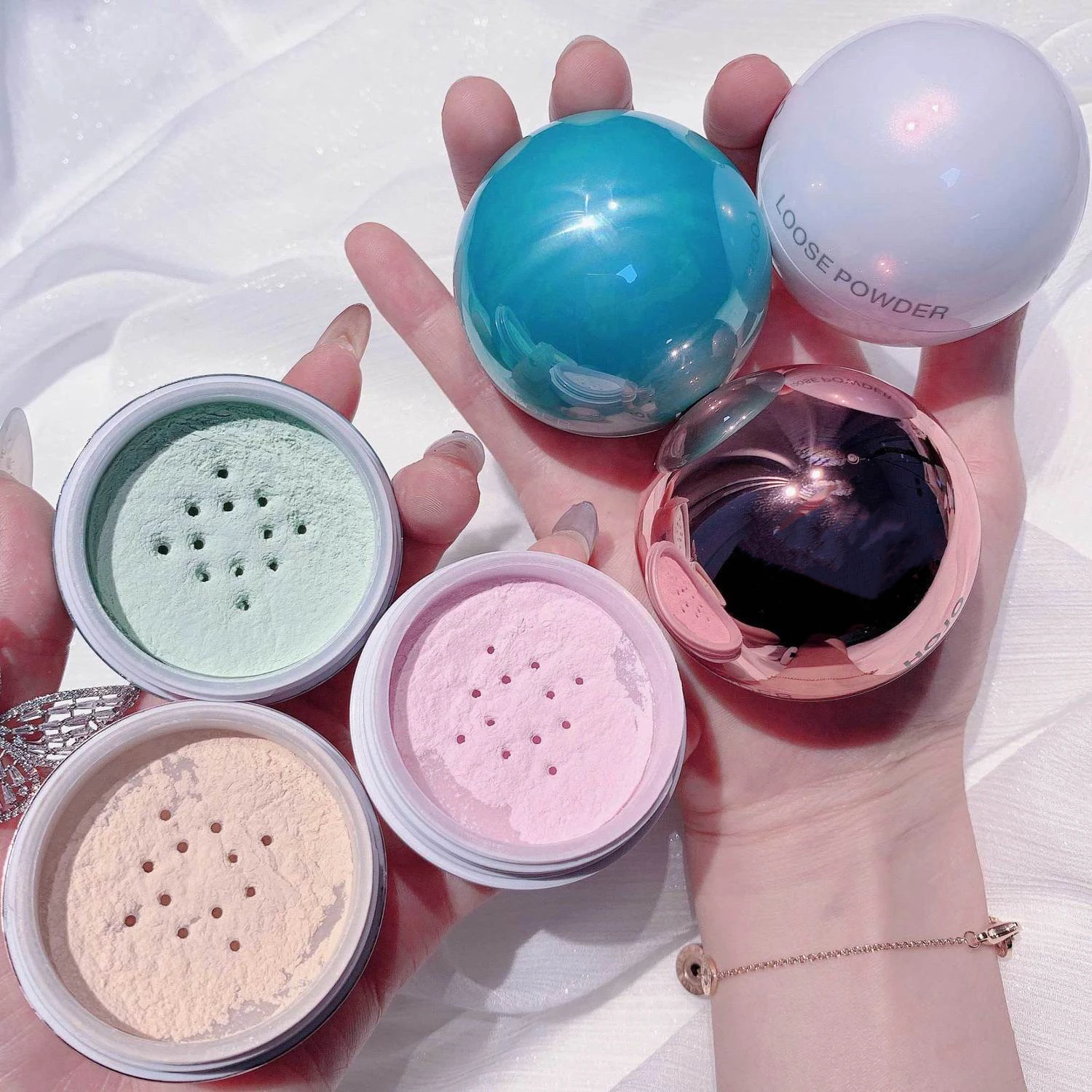 

Sdotter Cute Ball Fixed Makeup Loose Powder Oil-control Smooth Refreshing Moisturizing Long Lasting Waterproof Fine Powder Brigh