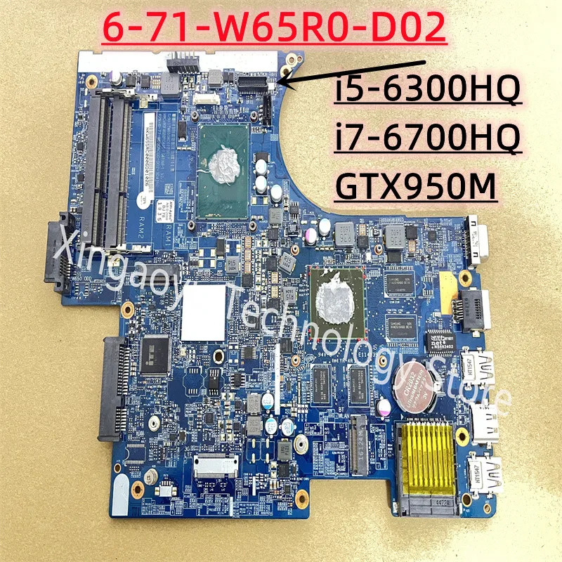

DDR3 6-71-W65R0-D02 Original FOR Clevo W650RC Laptop Motherboard 6-77-W650RC00-D02 i5-6300HQ i7-6700HQ GTX950M 100% Test Ok