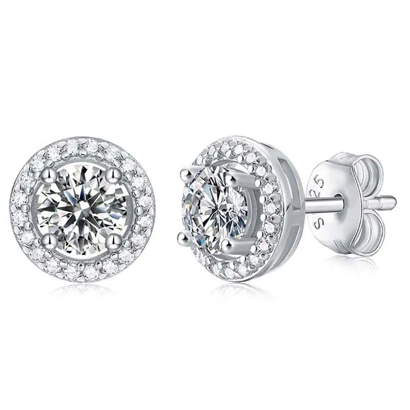 

0.5 Carat D Color Real Moissanite Diamond Earrings Solid 100% 925 Sterling Silver Flower Pattern Ear Stud for Women Men Gift