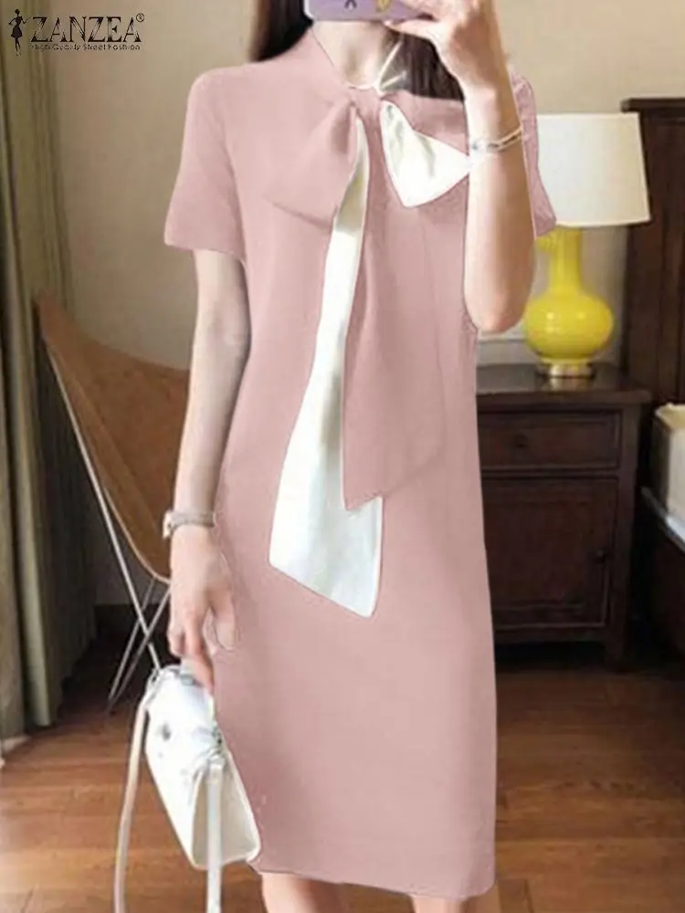 Повседневный свободный сарафан ZANZEA с цветными блоками женское офисное платье