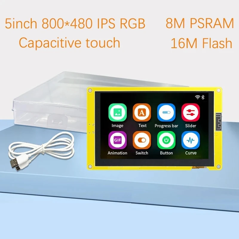 

1Set ESP32-S3 TFT Display Module HMI 8M PSRAM 16M Flash WIFI BT Smart Display MCU 800X480 RGB (With Touch)