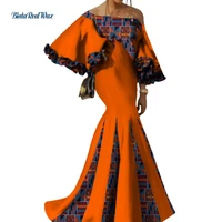 2021 bazin riche african women clothing sexy patchwork flower sleeve long dresses party vestidos african print dresses wy3441