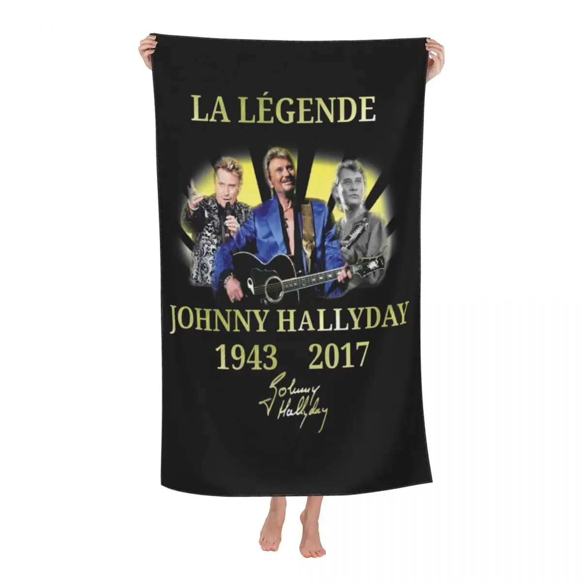 

Johnny Hallyday Soft Linen Microfiber Beach Bath Towel Quick Drying France Singer Bathroom Sauna Towels