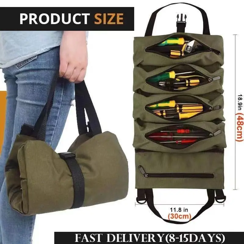 

Roll up tool bag, multi-purpose tool bag wrench organizer, small shoulder tool kit, zipper carrier, handbag