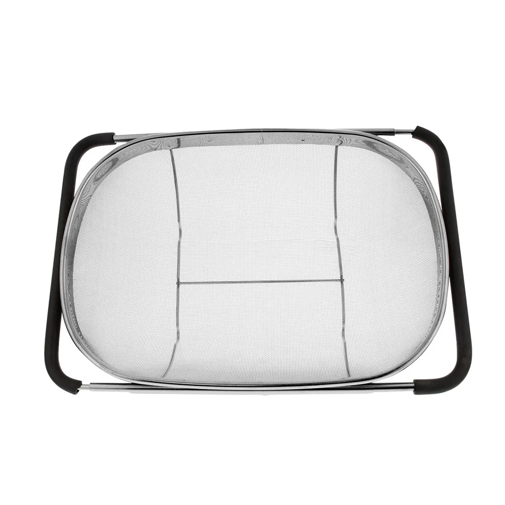 

2022 New Retractable Drain Basket Rubber Grip Handle Stainless Steel Oval Colander Sink Vegetables Draining Rack