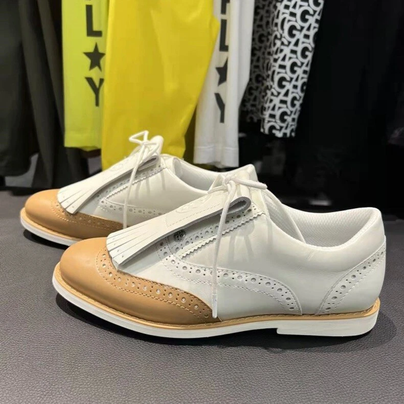 2022 new golf ladies British style shoes fashion casual comfortable waterproof non-slip Golf sports women's shoes fastening nail