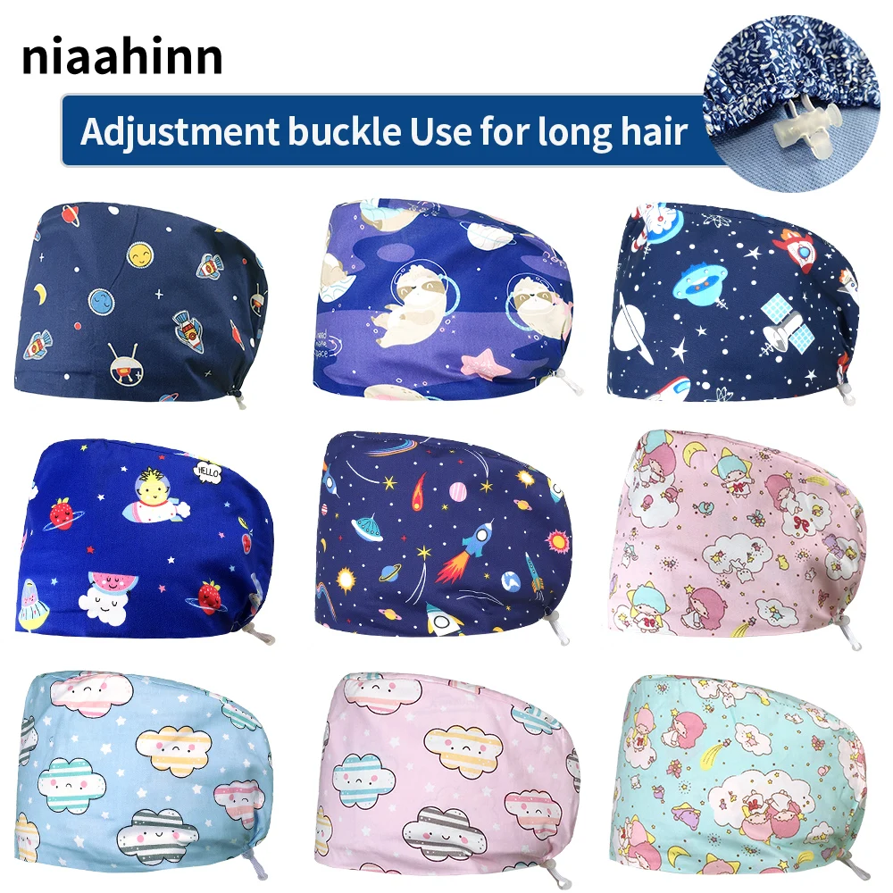 

Unisex Printing Pet Grooming Doctor Hat Dentistry Work Caps Unisex Scrubs Working Hats Nurs Accessories Wholesale Dust Proof Cap