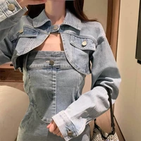 hot girlsmalltall and thinearly spring womens clothing new denim ultra short jacket womens top new sun protection clothing