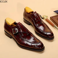 mens new business office formal leather shoes square toe buckle tide shoes outdoor team casual shoes mens dress shoes