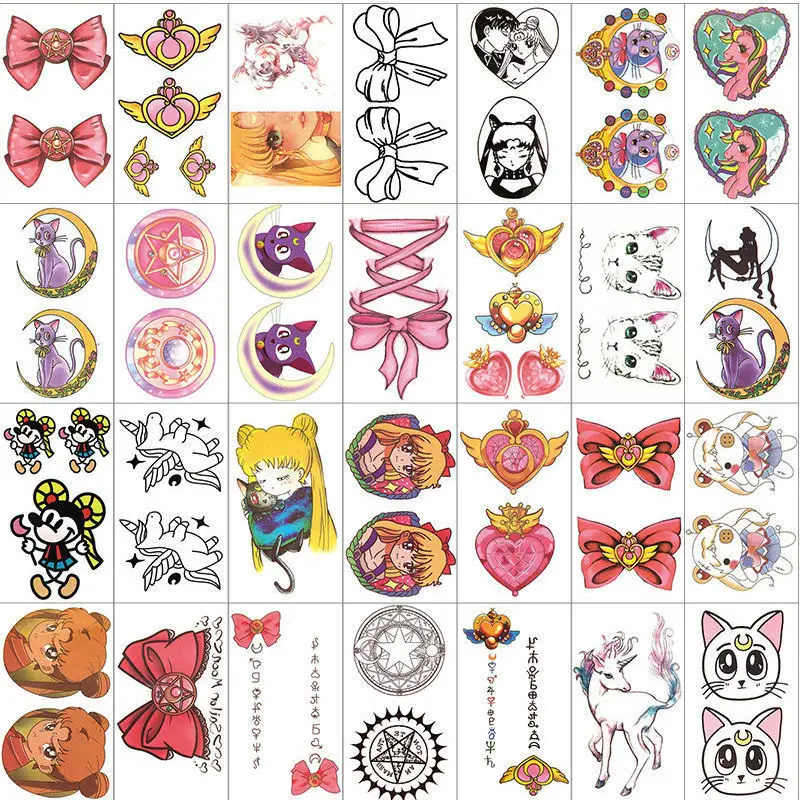 50 шт./лот милые красочные радужные кролики искусственные татуировки наклейки