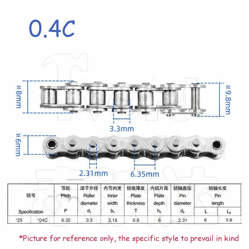 Однорядная цепь из нержавеющей стали 304 04C 05B 06B 08B 06C 08A 10A 1/1,524 метра приводная цепь роликовая цепь устойчивая к кислотам и щелочам
