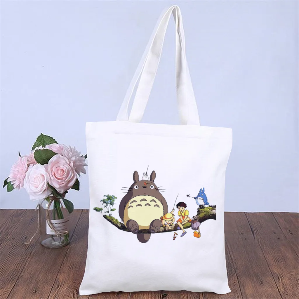 

FishingHandbag My Neighbor Totoro Anime Movie Shoulder Canvas Bags Teens Pocket Travel Shopper HandBag Capacity Pouch Tote Bag