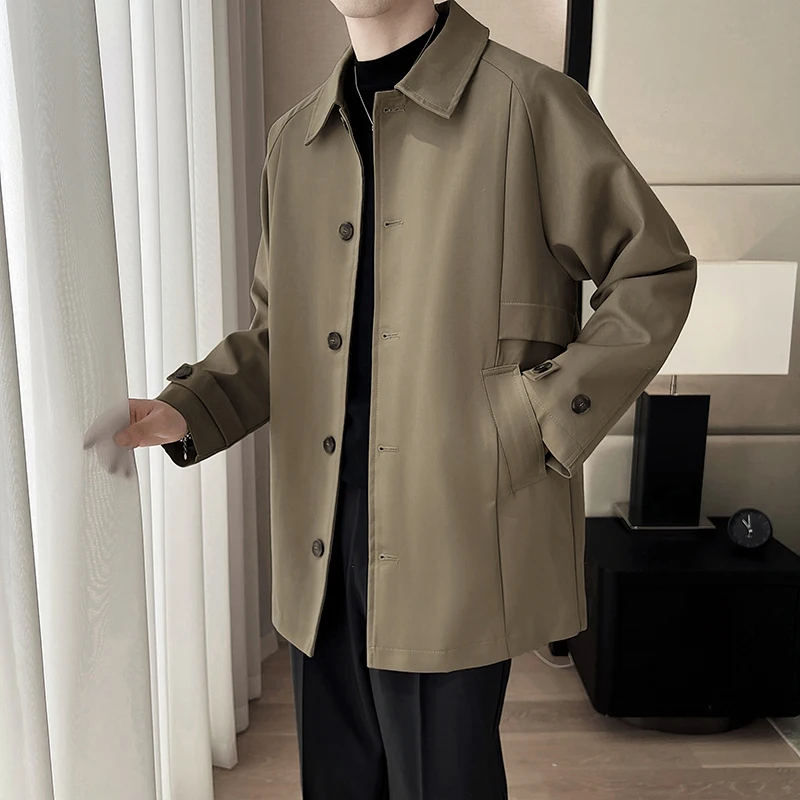 Тренч верхняя одежда мужской средней длины весна и осень 2024 новинка Pu Shuai High Sense
