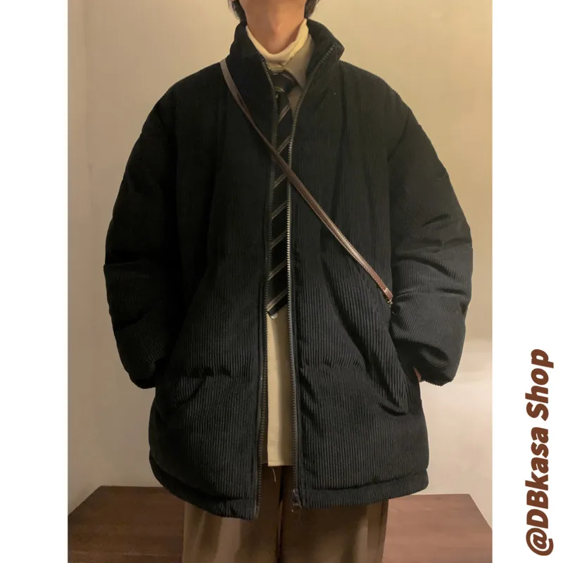 Winter Jacket Men Warm Fashion Oversize Thickened Corduroy Jackets Men Streetwear Korean Loose Thick Short Coat Mens Clothes