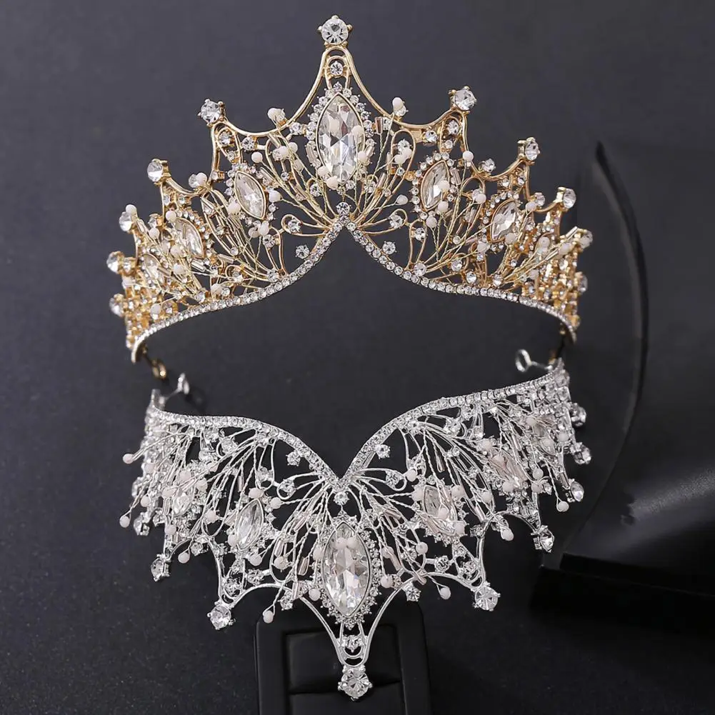

Shiny Crown Handmade Rhinestone Princess Stunning Bridal Crown for Ladies
