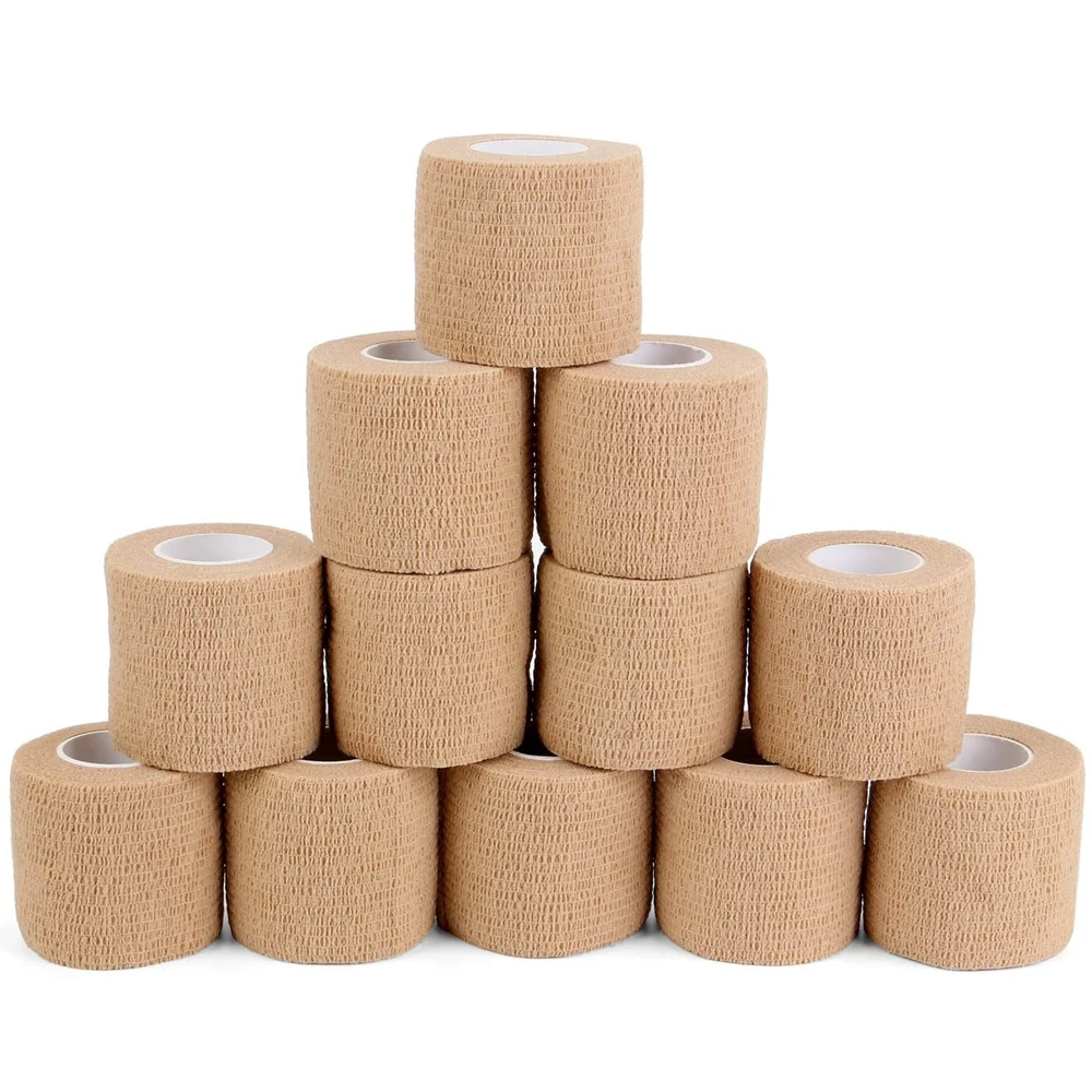 

12pcs Disposable Cohesive Tattoo Grip Cover Self-Adhesive Skin Color Bandages Handle Grip Tube for Tattoo Grip Accessories