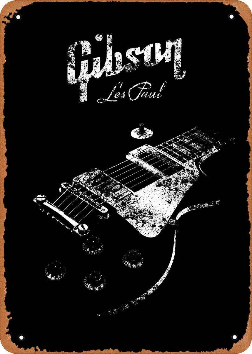 

New Guitars Music Gibson Les Paul Body Plaque Poster Metal 8" X 12" Vintage Retro Wall Decor