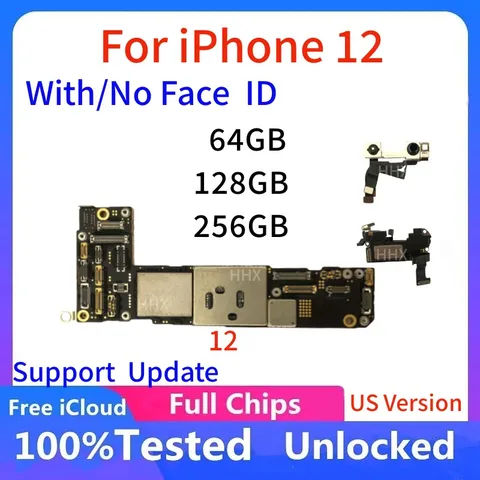 Полностью протестирована подлинная мини-материнская плата для iPhone 12, разблокирована с Face ID, рабочая 64 ГБ, 128 ГБ, 256 ГБ, логическая плата Clean iCloud, США