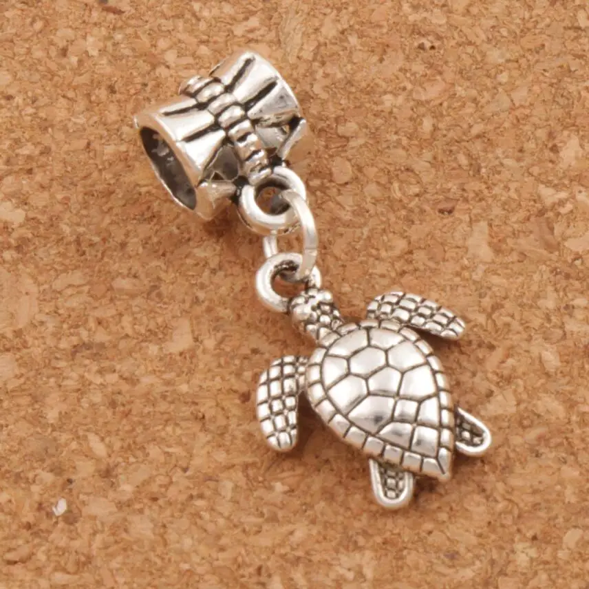 

Tibetan Silver Cute Turtle Tortoise Animal Charm Beads 12pcs Zinc Alloy Fit European Bracelets Jewelry Finding B1176 26.1x12.5mm