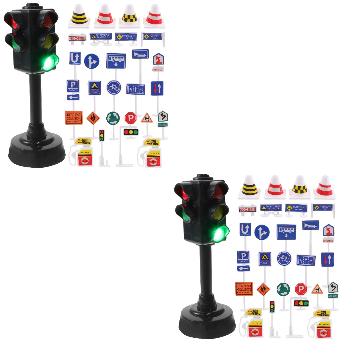 

2 Sets Children Toys Traffic Light Cognitive 4.5X4.5X12CM Roadblock Micro Scene Plastic Sign Model Kids
