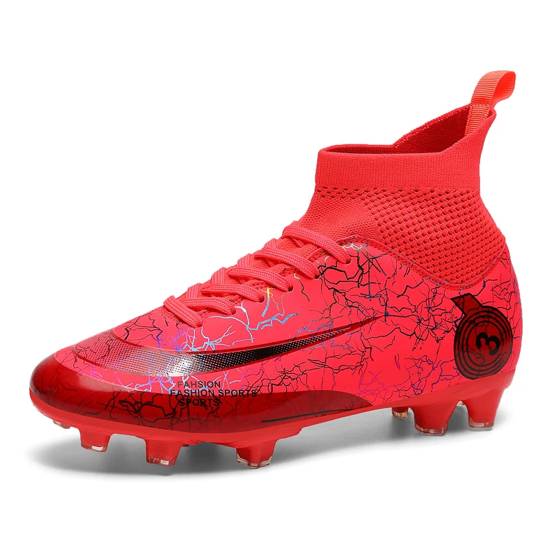 New Arrival Men's Football Boots High-Top Soccer Shoes High Quality Kids Anti-Slip Grass Training Soccer Cleats Wide Size 31-48