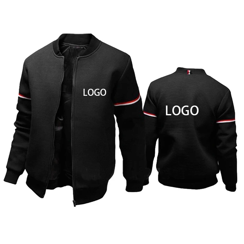 Custom LOGO Coat Men Solid Color Jacket DIY Print Zipper Top Outdoor Leisure Clothes Spring and Autumn New Streetwear S-4XL