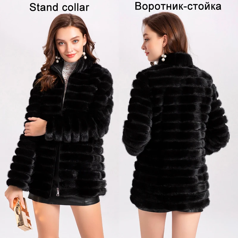 Natural Warm Fur Coat Detachable Winter Women Long Mink Fur Overcoat Female Genuine Leather Jackets New Oversize Thick Outerwear