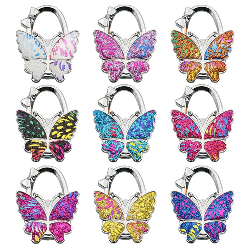 

Portable Foldable Fashion Color Butterfly Purse Bag Table Hook Holder For Student Handbag Hanger Home Decoration Desk Hook