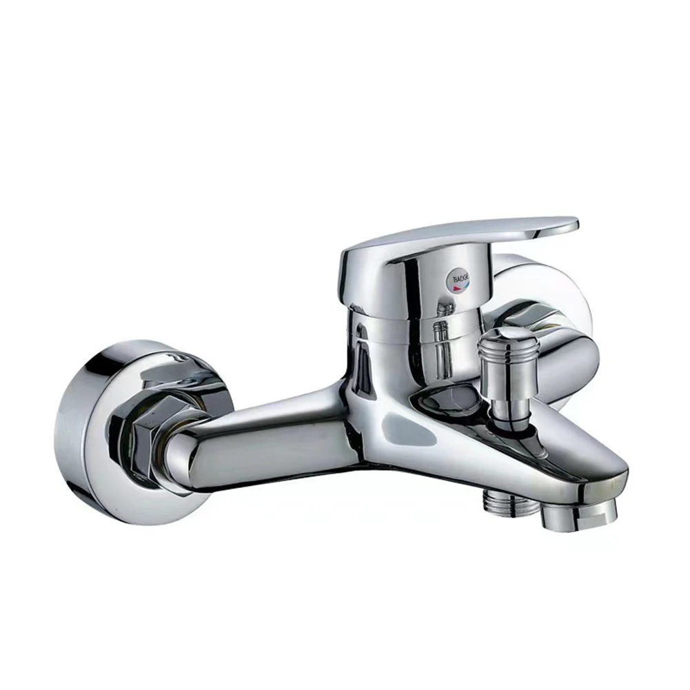 

Chrome Wall Mounted Faucets Dual Spout Mixer Tap for Bathtub Single Handle Polished Chrome Easy Installation