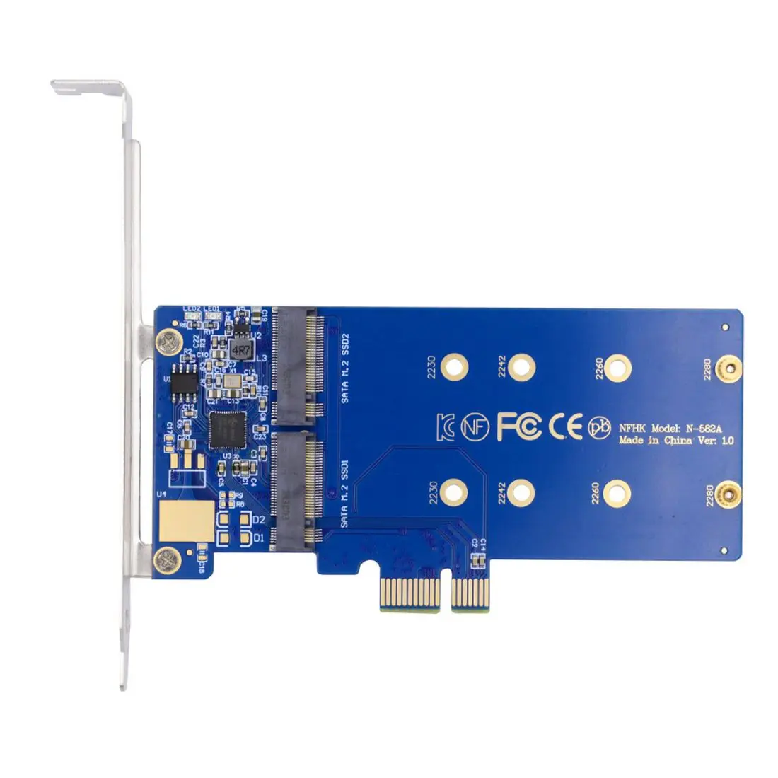 

Jimier 2 SATA SSD to PCI-E x1 Adapter,Dual SATA NGFF Key B+M SSD to PCI-E x1 Motherboard Adapter JMB582