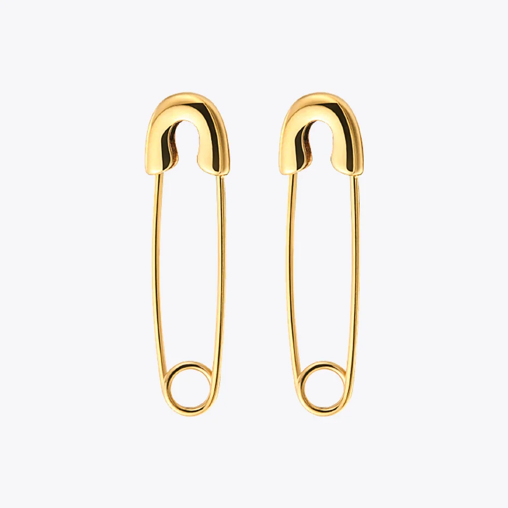 

Fashion Safety Pin Long Earrings Rose Gold color Earings Stainless Steel Dangle Earrings For Women Jewelry Orecchini Brinco