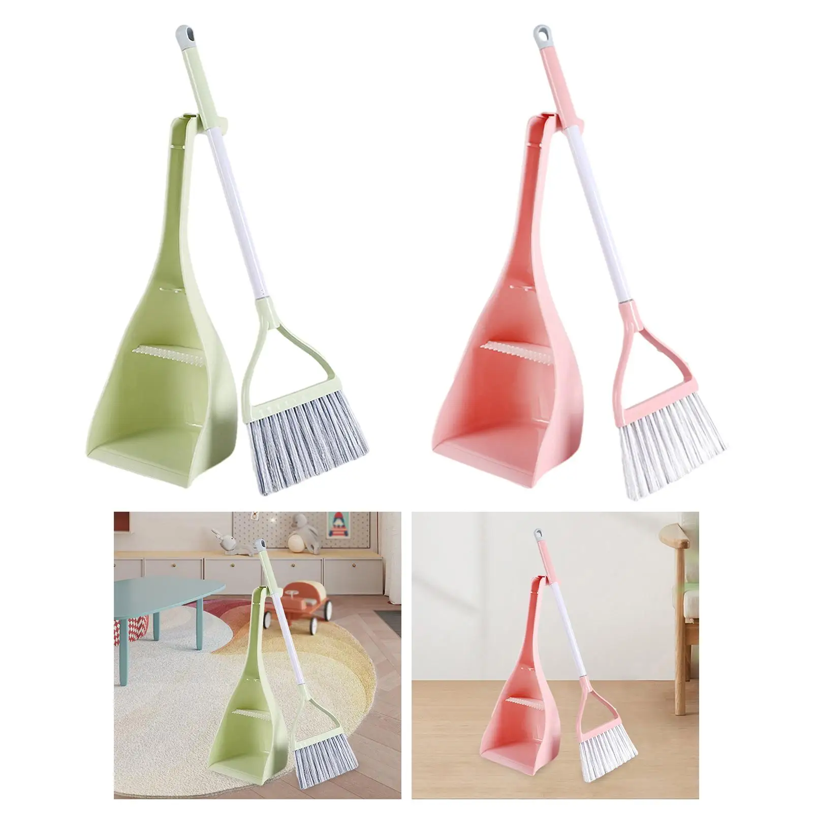 

Mini Broom with Dustpan Play House Toy PP and Stainless Steel Material Pretend Housekeeping Play Set for Kindergarten Ages 3-6