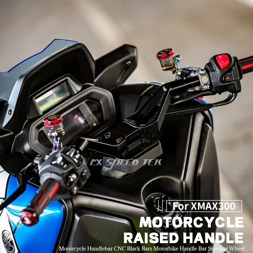 

MK For YAMAHA XMAX300 Motorcycle Aluminum Alloy Raised Handle With Logo Black Handlebars Xmax 300 2018-2023