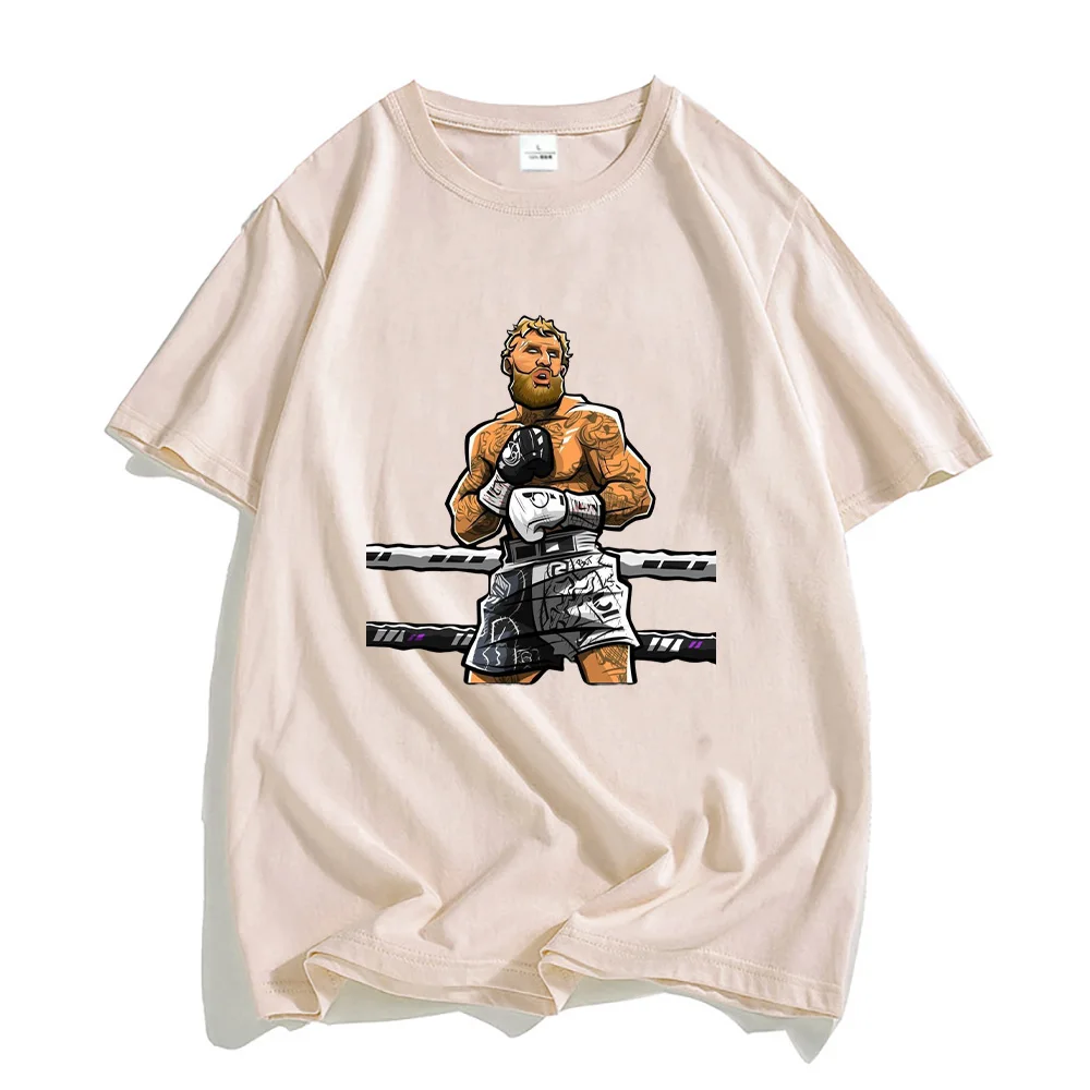 

Boxing Man Printing T-shirts Summer Pure Cotton Short Sleeve Tops Male/female Loose Soft T Shirts Breathable Casual Tee-shirts