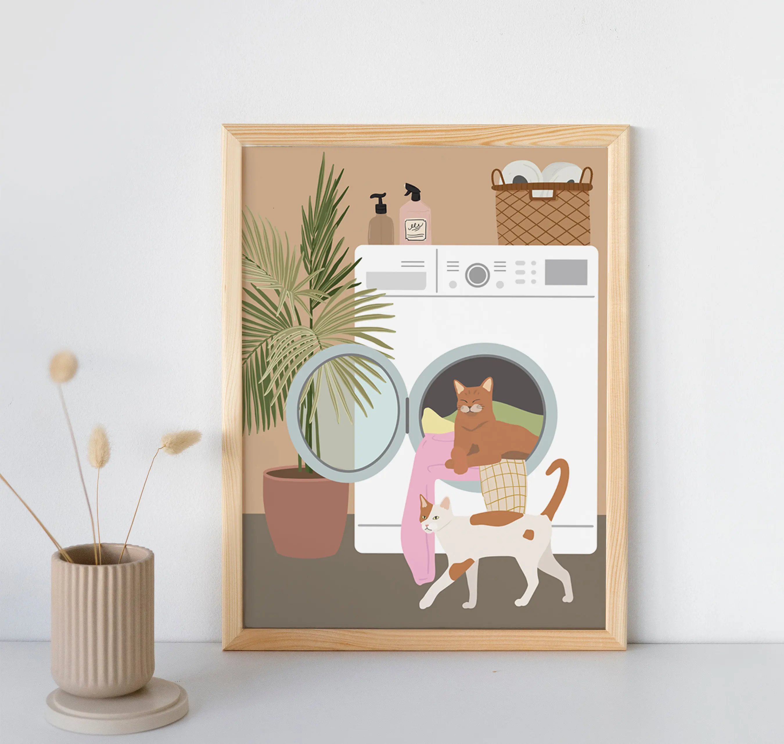 

Картина на холсте "Бохо растение и кот"