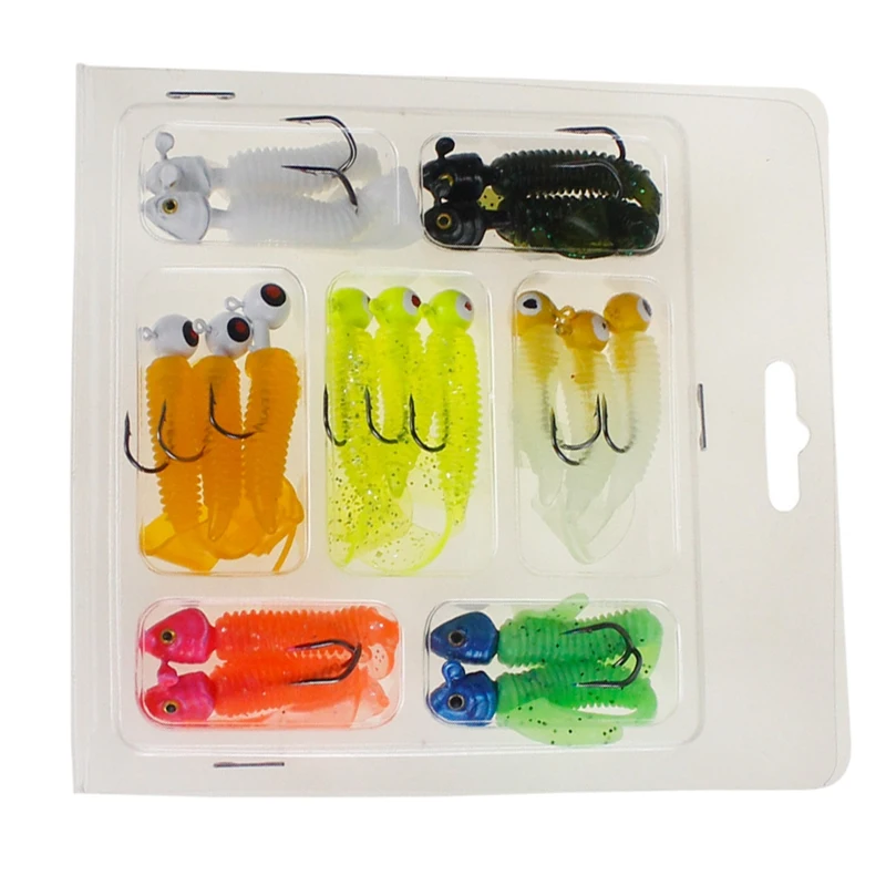 

17Pcs/Lot Fishing Lure Kit Silicone Soft Worm Lure Hooks Spinner Jighead Hooks Artificial Bait Set