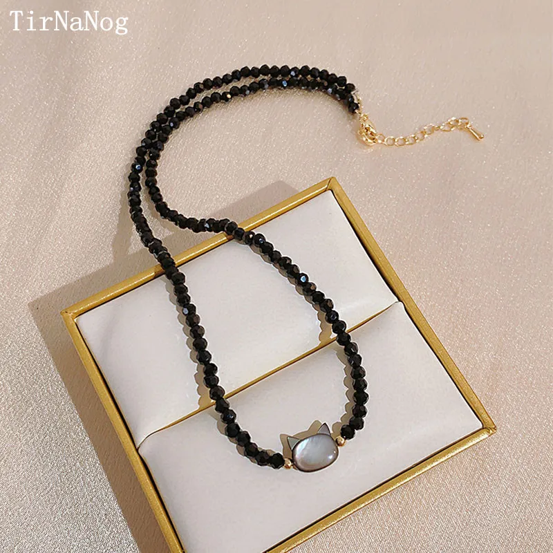 

2022 New Black Beaded Necklace Crystal Fashion Classic Luxury Cute Cat Collar Bone Chain Women Jewelry Gifts