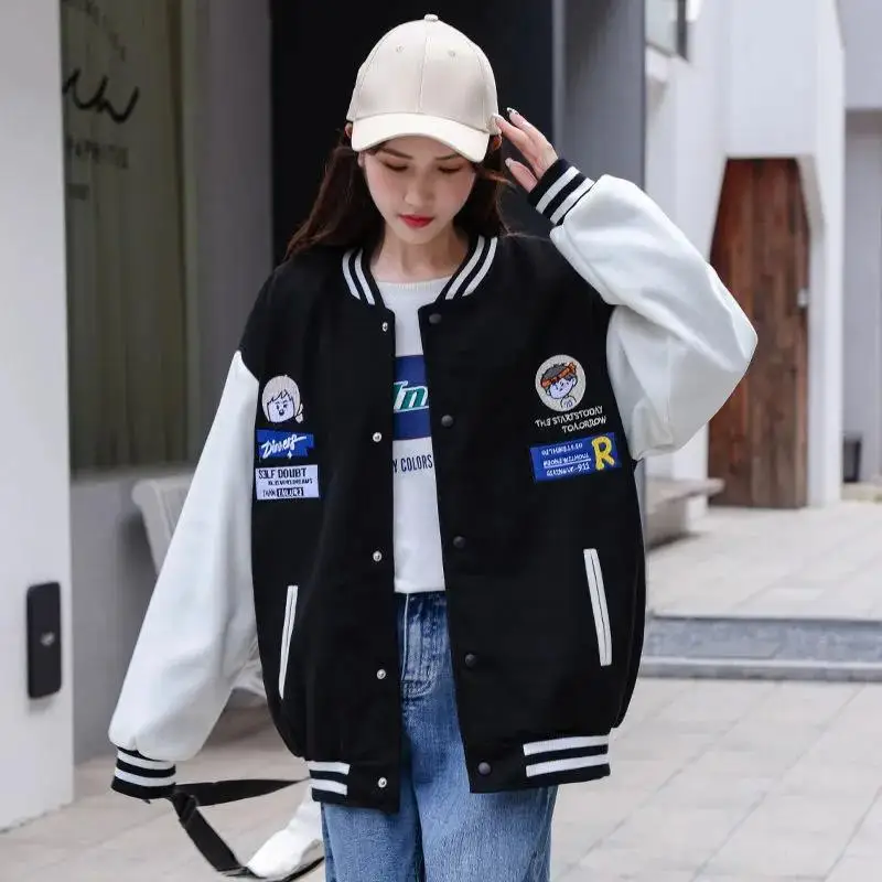 

Куртка-бомбер женская большого размера, уличная одежда, модная бейсбольная куртка для колледжа в стиле Харадзюку, Корейская униформа для девушек