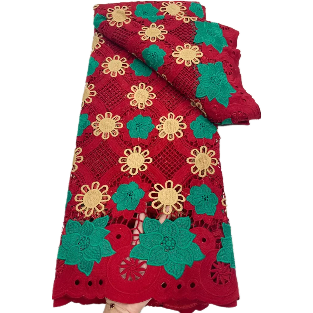 

2022 Latest Design African Lace Fabric Nigerian Guipure With Milk Silk Fabrics Lace For Wedding Party Dress 5 Yards JJYG36