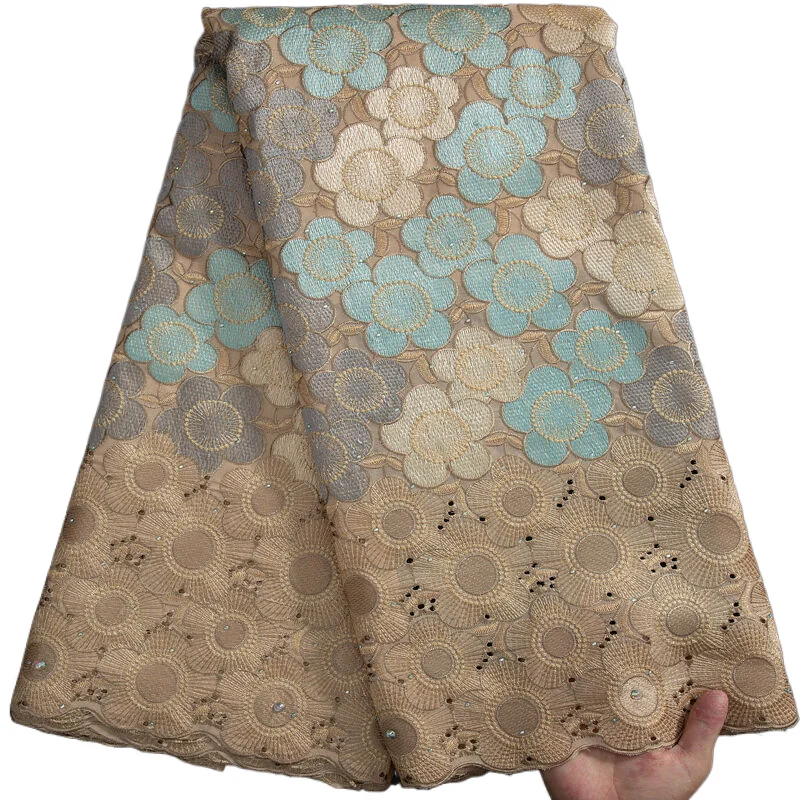 

Швейцарская вуаль, кружевная ткань, Швейцария 2023, Высококачественная Цветочная вышивка, нигерийская африканская сухая хлопковая кружевная ткань для фотографий A3304