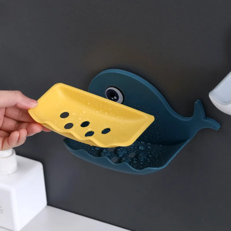 Whale Shape Soap Box Drain Holder Bathroom Shower Sponge Storage Container Plate Tray Accessories