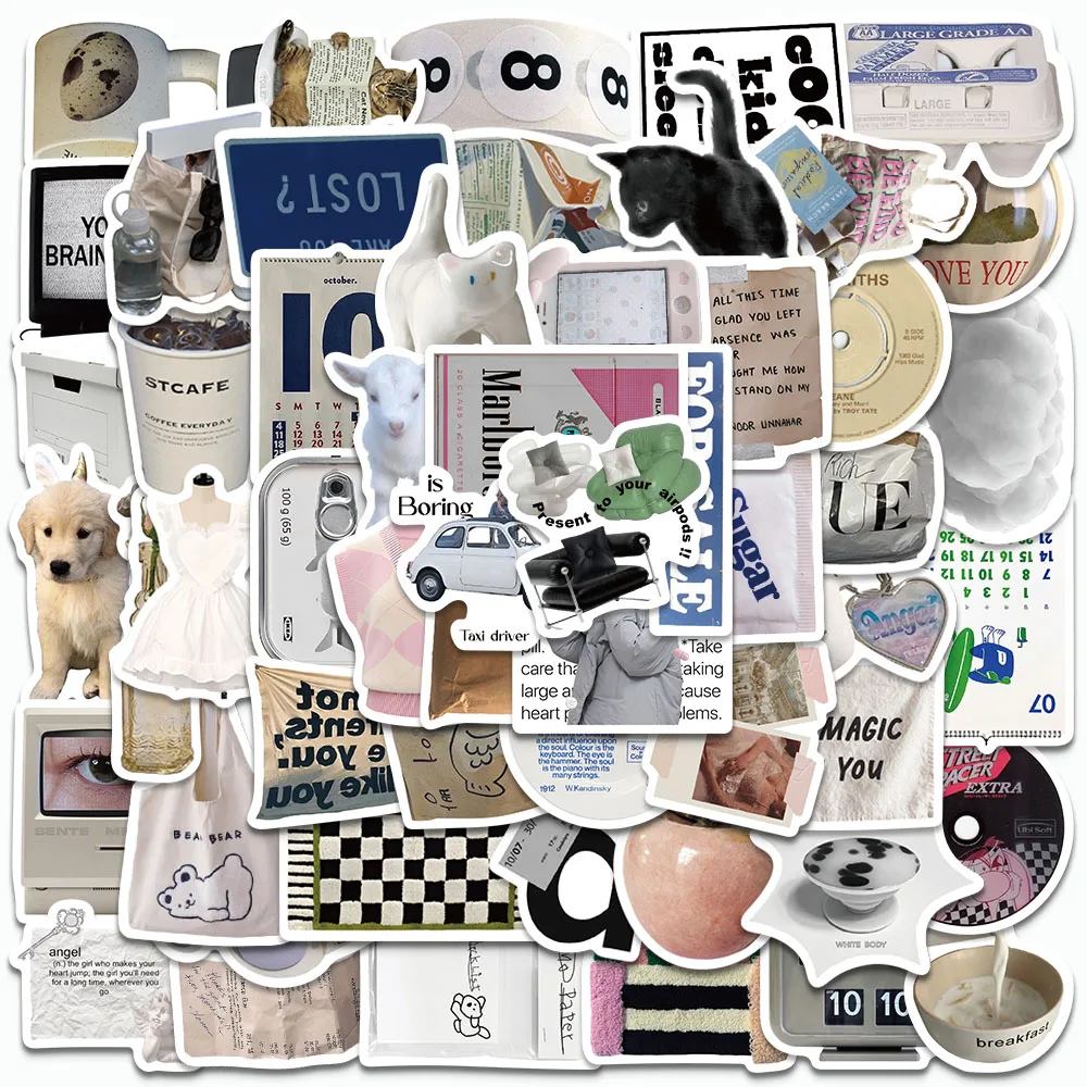 Стикеры черно-белые в стиле INS 60 шт.