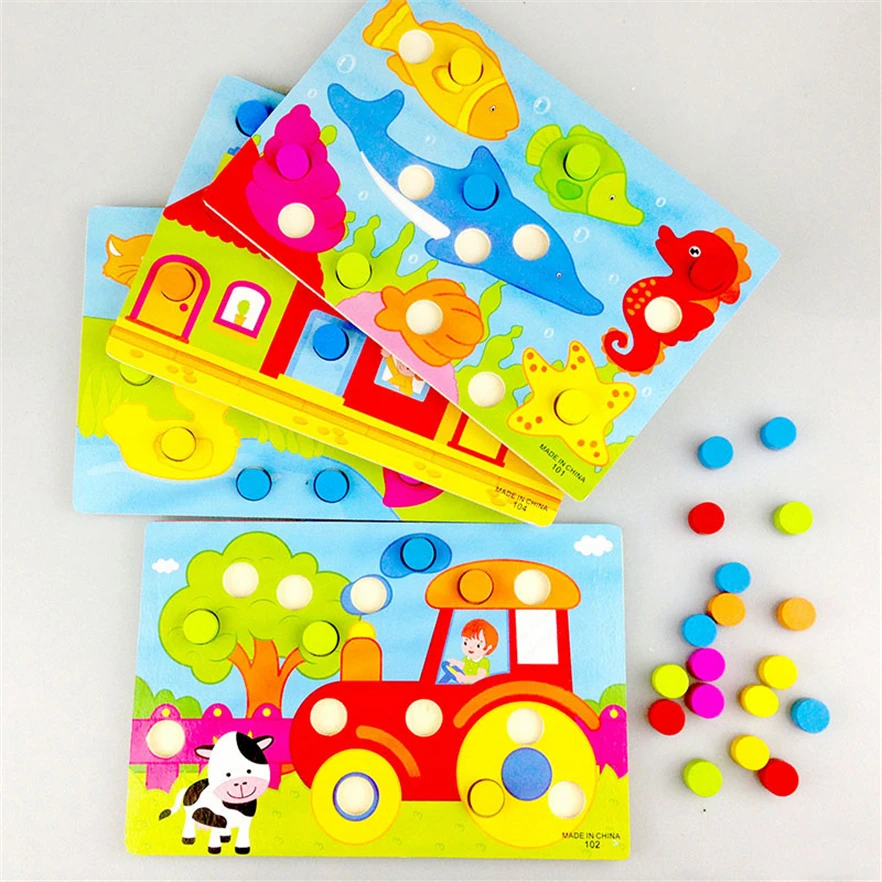 

Деревянная головоломка Монтессори, цветная головоломка-сортировка, сенсорные материалы, игрушки Монтессори 2 года, помощь для обучения, детский подарок C64Y