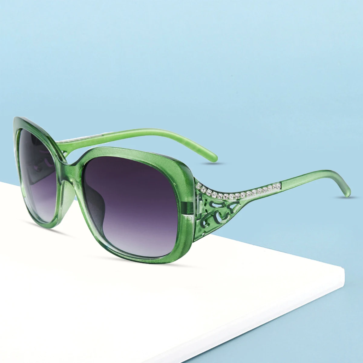 Женские солнцезащитные очки кошачий глаз с металлическим принтом и змеиным