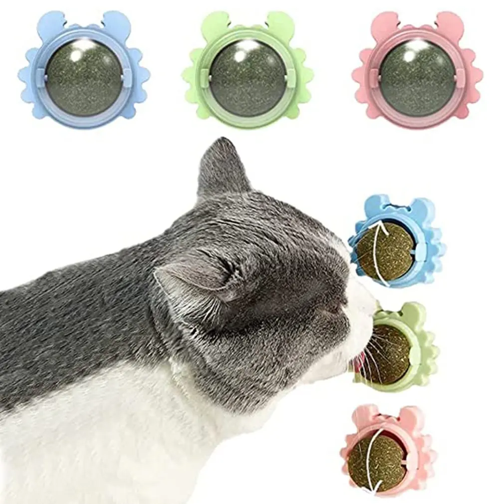 

Natural Catnip Cat Wall Stick-on Ball Toy Treats Healthy Natural Removes Hair Balls to Promote Digestion Cat Grass Snack Pet