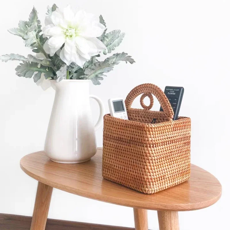 

Mifuny Handwoven Vine Woven Storage Baskets Handmade Household Storage Boxes Desktop Decoration Vine Items Portable Organizer