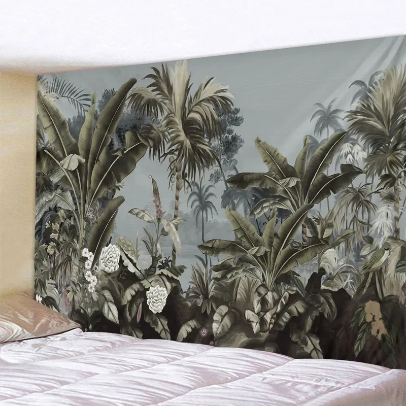 Гобелен с принтом листьев растений настенное украшение в скандинавском стиле