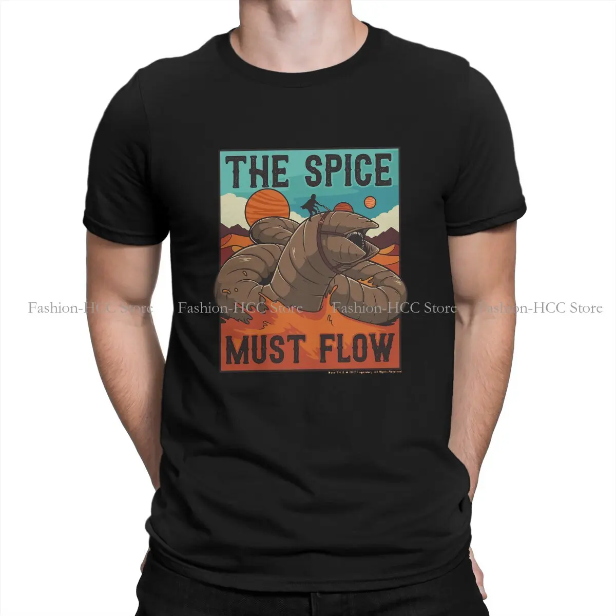 

Dune Frank Herbert Crewneck Original TShirts The Spice Must Flow cool Personalize Men's T Shirt Polyester Hipster Tops