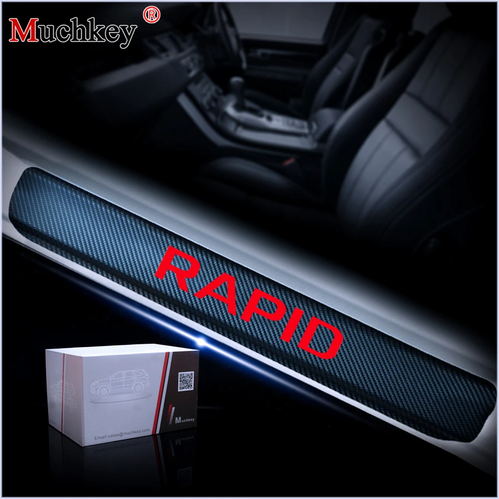 

Car Door Sill Protector Stickers For Skoda Rapid Door Threshold Plate 4D Carbon Fiber Vinyl Sticker Auto Accessories 4Pcs
